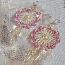 BO Détente montato con perline rotonde avorio e gocce perlate, perline rosa antico e traversine in argento 925